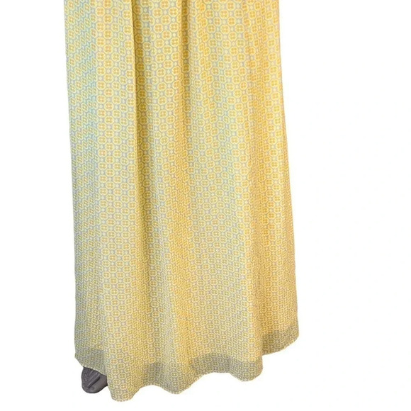 Cato Sleeveless Chiffon Full Length Maxi Sun Dress Women Size L Yellow Pleats - Picture 6 of 16
